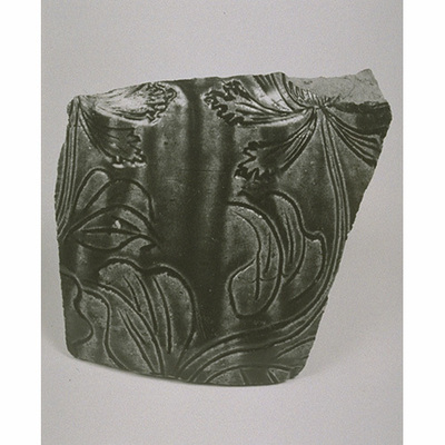 Fragment of Vase in Brown Glaze and Stamped Lotuses (Seto Ware) Image