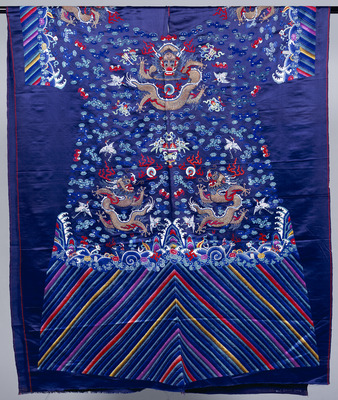 Jifu (Formal Court Dragon Robe) in Embroidery on Blue (Unfinished) Image