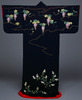 Kaidori (Uchikake, Formal Outer Robe) with Wisteria and Deutzia in Embroidery on Black Crepe (Chirim Image