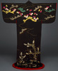 Kaidori (Uchikake, Formal Outer Robe) with Cherry Blossoms and Spring Plants in Embroidery on Dark B Image