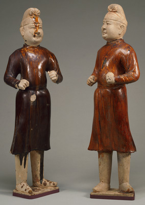 Standing Male Tomb Figures in Brown Glaze Image