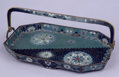 Handled Tray with Flowers Image