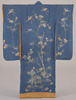 Furisode (Long-Sleeved Kimono) with Pines, Bamboo, Plums, and Flying Cranes on Dark Blue Ground Image