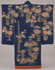 Furisode (Long-Sleeved Kimono) with Chrysanthemums on Dark Blue Ground Image