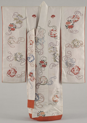 Furisode (Long-Sleeved Kimono) with Circular Designs on White Ground Image