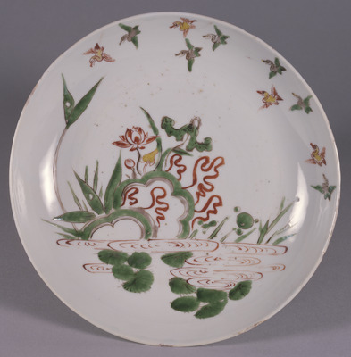 Jingdezhen Plate with Wild Geese Flying Over Lotus Pond in Overglaze Enamels Image