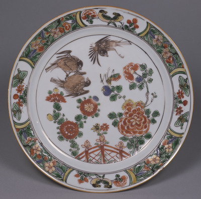 Kangxi Plate Flowers and Sparrows in Overglaze Enamels Image