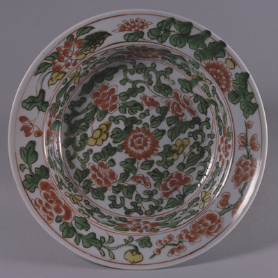 Kangxi Dish with Flowering Plants in Overglaze Enamels Image