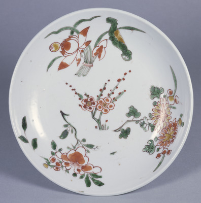 Nanking Plate with Flowering Plants in Overglaze Enamels Image