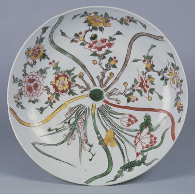 Nanking Plate with Flowering Plants in Overglaze Enamels Image