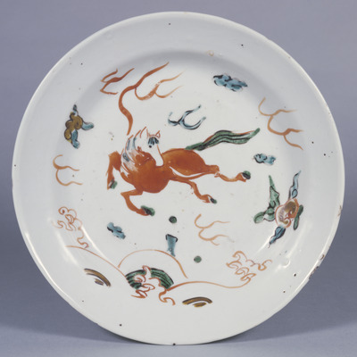 Nanking Plate with Flying Horse in Overglaze Enamels Image