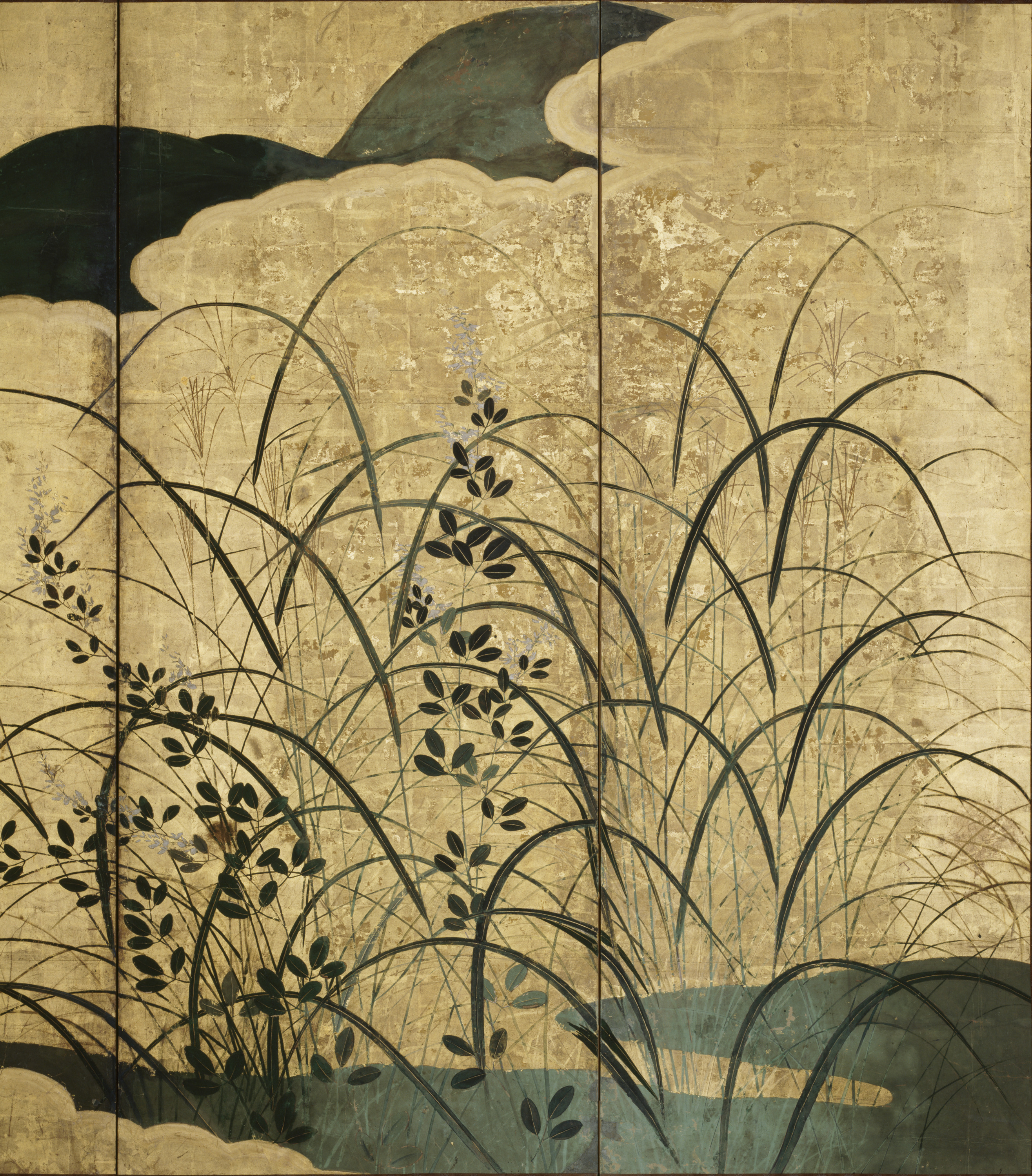 秋草図屏風 画像