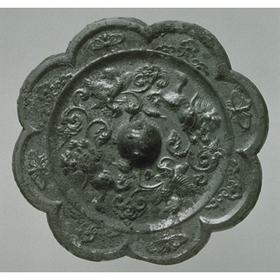 Eight-lobed Mirror with Lions and Phoenixes Image