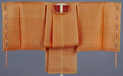 Summer Hanjiri (Prince's Robe) with Serpentine Columns and Wisteria on Golden Yellow Sha Gauze Weave Image