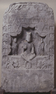 Stele with Maitreya Dated Shengui 3 (Northern Wei) Image