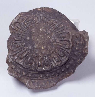 Fragment of Round Eaves Tile with Double Lotus Petal Design Excavated from Jyogu-ji Temple Image