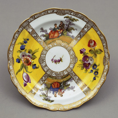 Lobed Plate with Figures and Plants in Overglaze Enamels (Meissen Ware) Image