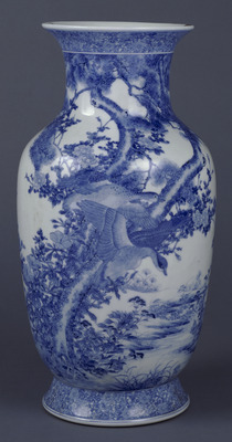 Mino Vase with Flowers and Birds in Underglaze Blue Image