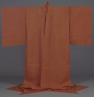 Hitoe (Unlined Kimono) of Emperor Reigen with Linked Lozenges on Crimson Aya (Twill) Ground Image