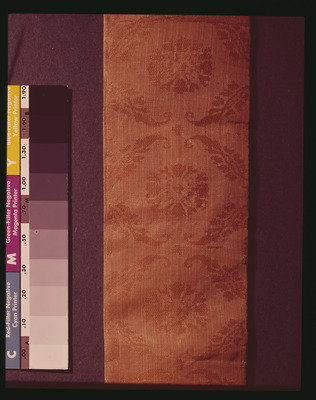 Obi (Sash) with Small Hollyhocks on Ochre Kata-aya Twill Ground (Sacred Treasure from Asuka Shrine) Image