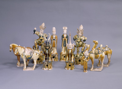 Tomb Figurines of Horses in Three-color Glaze Image