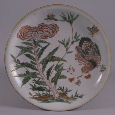 Jingdezhen Plate with Chickens in Overglaze Enamels Image