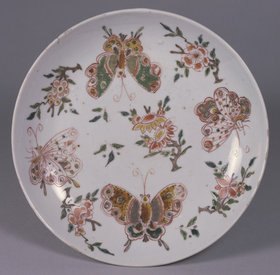 Nanking Plate with Butterflies and Branches in Overglaze Enamels Image