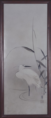 Plaque with Heron and Reeds in Overglaze Enamels Image