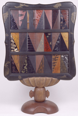 Military-Fan-Shaped Screen with Lacquered Panel Samples Image