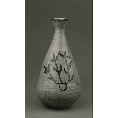 Bottle with Floral Design in Underglaze Iron Brown Image