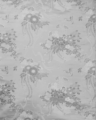 Donsu (Figured Satin) Fabric with Floral Bouquets Image