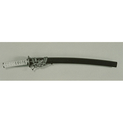 Wakizashi (Short Sword) and Mounting with Blue Shell Powder on Black Lacquer Image