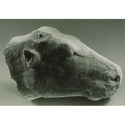 Ox Head in Gray Earthenware Image