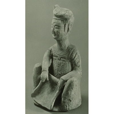 Figurine of Woman with Winnow in Painted Earthenware Image