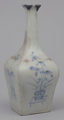 Bottle with Flowering Plants in Underglaze Blue Image