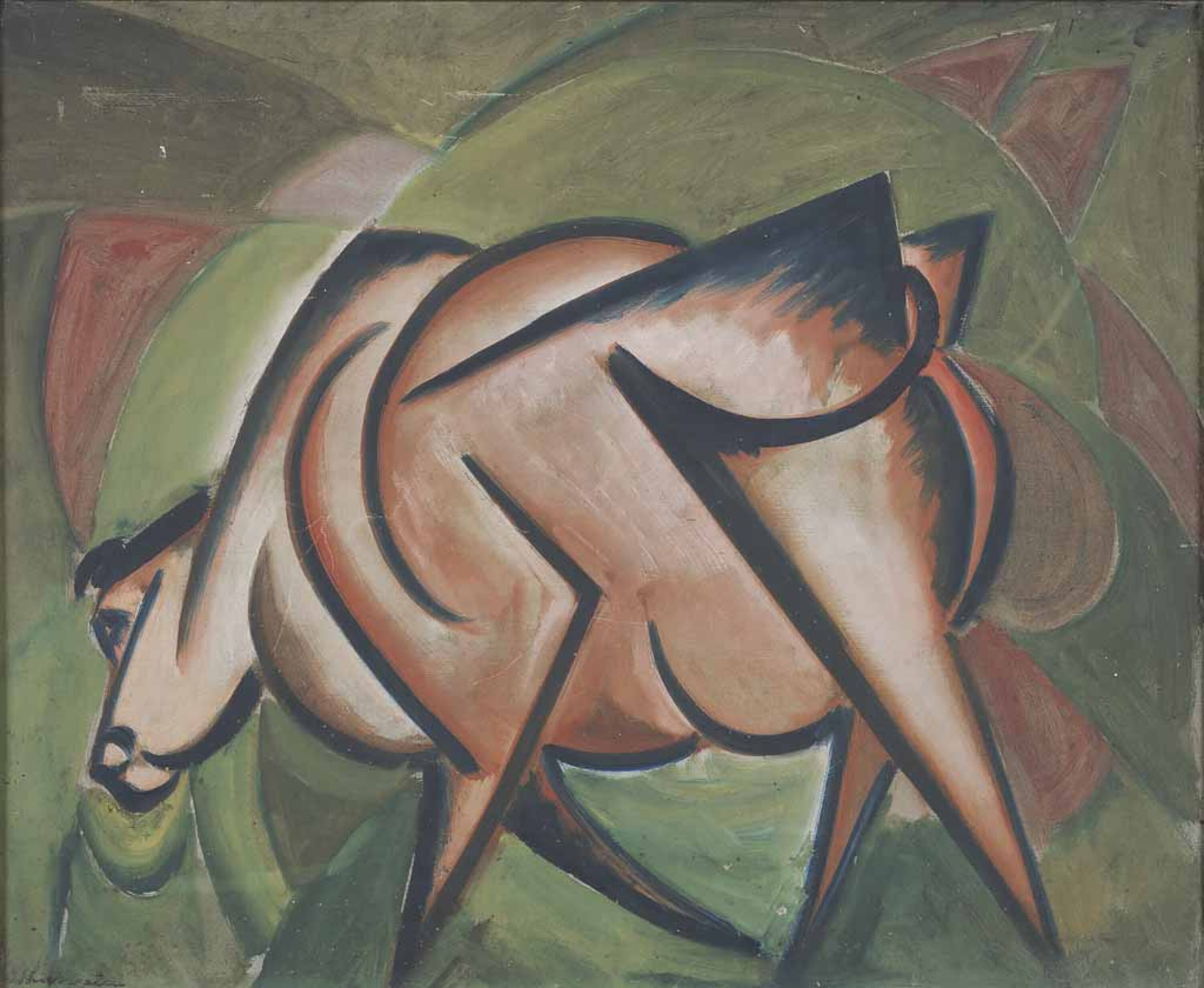 油彩「牛」 画像