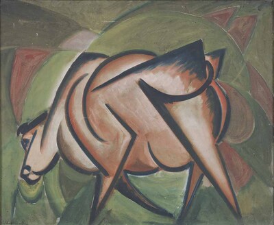 油彩「牛」 画像