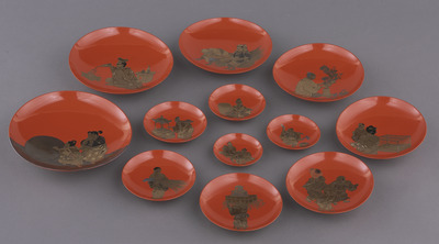 Sake Cup with Scenes of the Twelve Months in Makie Image