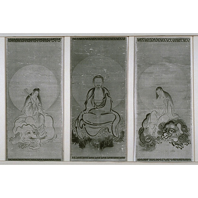 Shaka (Sakyamuni), Monju (Manjusri), and Fugen (Samantabhadra) Image