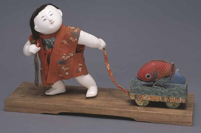 Boy Pulling a Toy Carp; Gosho Doll Image