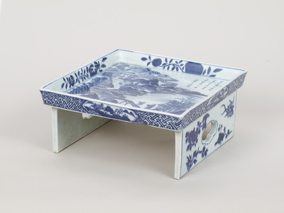 Tray with Landscape in Underglaze Blue Image