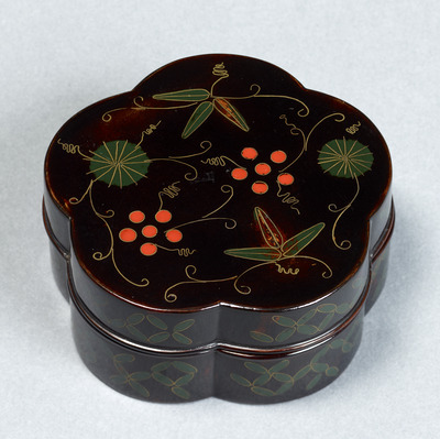 Plum-Blossom-Shaped Incense Container with Pine, Bamboo and Plum Blossoms in Lacquer-Cloisonne Technique Image