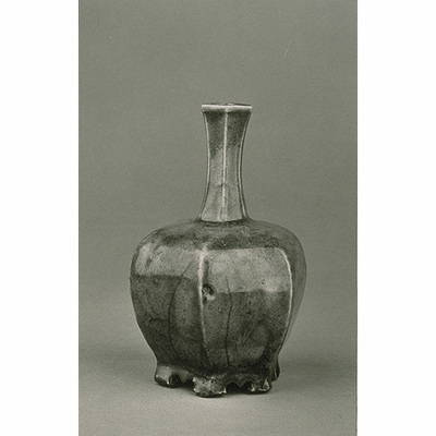 Long-necked Hexagonal Bottle with Azure Glaze Image