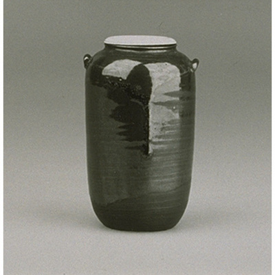 Tea Container with Lugs in Brown Glaze, Named "Oshima" (Takatori Ware) Image