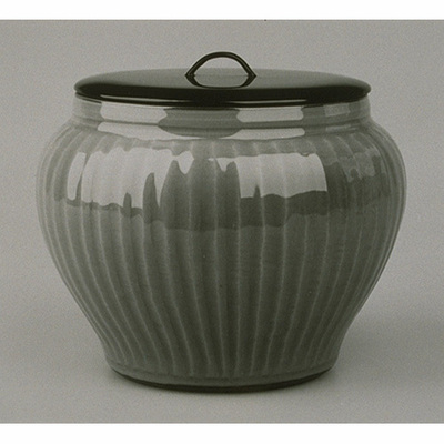 Celadon Water Jar with Stripes (Kyoto Ware) Image