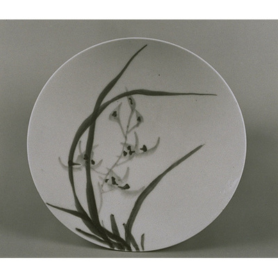 Plate with Orchids in Underglaze Blue Image