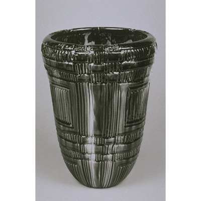 Vase with Carved Design in Three-Color Glaze Image