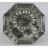 Octagonal Dish with Sunflower in Underglaze Blue and Gold Paint Image