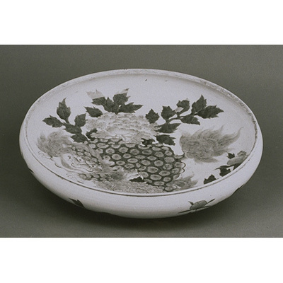 Bowl with Lion and Peonies in Blue and White Image