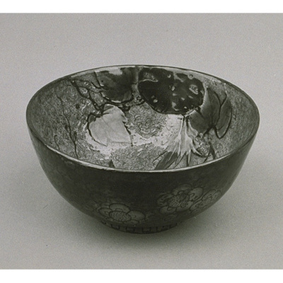 Kutani Bowl with Morning Glory in Overglaze Enamels (Aode Kutani Ware) Image